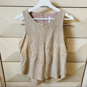 LAPIS - Faux Suede Tan Sleeveless Top Size Small